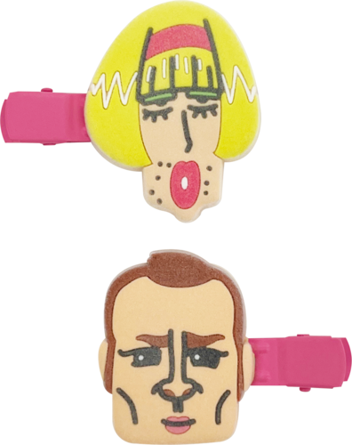 激レア！平成レトロベリエちゃん、ルッキーちゃんたちの手作りマスコット クレヨンしんちゃん フロッキーヘアクリップ 女装ひろし＆トラックの男